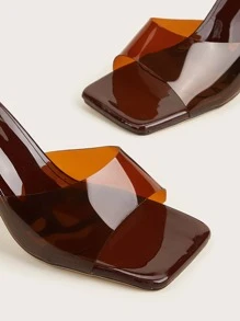 Brown Transparent Chunky Heel Fashion Versatile Ladies High Heel Sandals - Brown - View 5