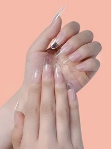 Upgrade Your Look with 480pcs boxed transparent color long oval nail resin extended full coverage for women and girls - Clear - View 2