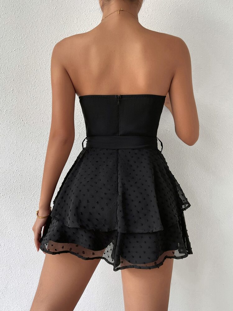 Chiquease Combishort bustier ceinturé - Noir - Voir 2