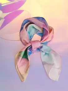 Eșarfă din satin de mătase imitată cu imprimare digitală de 70 cm, cu culori gradiente, eșarfă versatilă unisex pentru toate anotimpurile