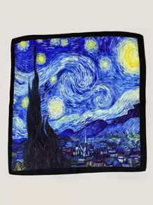Van Gogh Starry Night Bandana Printed Elegant Square Scarf Ideal For Going Out & Dressing Up Your Look Bandana,Hair Band,Head Band Ideal For Dressing Up Your Look - Multicolor - View 2