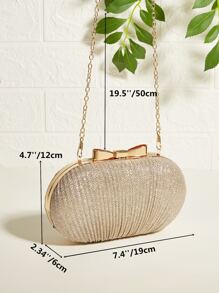 Túi xách Vincy Glitter Quyến rũ, Thanh lịch, Tinh tế, Yên tĩnh Lấp lánh lấp lánh, Sequin, Sang trọng, Sáng bóng Hình con sò Ví Vàng lấp lánh, Trang trí nơ bằng dây xích Dây đeo chéo Ví cầm tay nhỏ, Hỗ trợ tiệc cưới, Túi xách nữ, Túi dạ hội, Túi đựng đồ ăn tối Kim cương giả cho cô gái dự tiệc , Người phụ nữ, Phù hợp để kết hợp với váy đen, váy trang trọng, váy gợi cảm, váy dạ hội, váy dạ hội - Vàng - Xem 4