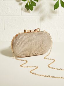 Túi xách Vincy Glitter Quyến rũ, Thanh lịch, Tinh tế, Yên tĩnh Lấp lánh lấp lánh, Sequin, Sang trọng, Sáng bóng Hình con sò Ví Vàng lấp lánh, Trang trí nơ bằng dây xích Dây đeo chéo Ví cầm tay nhỏ, Hỗ trợ tiệc cưới, Túi xách nữ, Túi dạ hội, Túi đựng đồ ăn tối Kim cương giả cho cô gái dự tiệc , Người phụ nữ, Phù hợp để kết hợp với váy đen, váy trang trọng, váy gợi cảm, váy dạ hội, váy dạ hội - Vàng - Xem 7