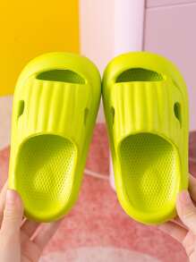 Boys Cut Out Detail Slippers - Green - View 2