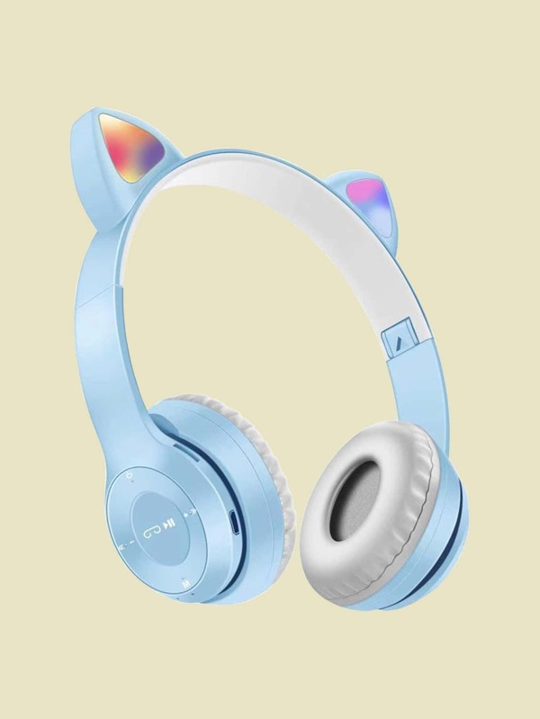 Noise Cancelling OverEar Cat Ear Design Function Key Control BuiltIn Mic Cute Wireless Headset