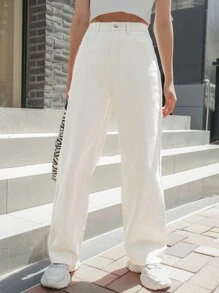DAZY Wide Leg Jeans - White - View 3
