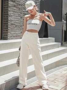 DAZY Wide Leg Jeans - White - View 4