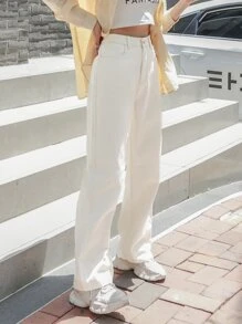 DAZY Wide Leg Jeans - White - View 5