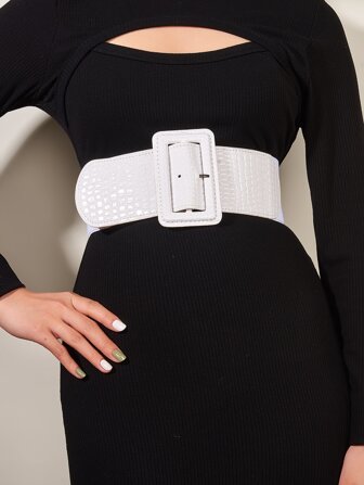 Cinturón elegante de fiesta con hebilla cuadrada con relieve de cocodrilo, cinturón de vestido retro, para Halloween, verano, escuela, otoño