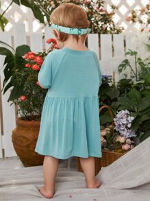 嬰兒插肩袖洋裝和短褲不附帶髮箍 - 薄荷藍 - 查看 2