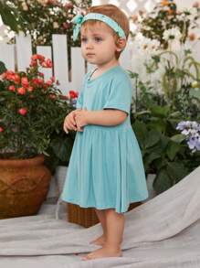 嬰兒插肩袖洋裝和短褲不附帶髮箍 - 薄荷藍 - 查看 3