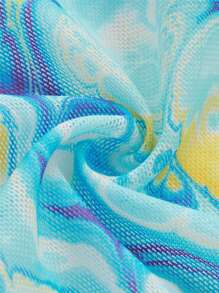 SHEIN ICON Áo thun nữ Bất đối xứng Xù nhỏ Thắt nơ trước Đồ họa Boho - Nhiều màu - Xem 4