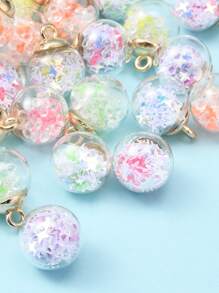 46入組2款透明玻璃球瓶吊墜帶閃光亮片和CCB塑料配件圓形和星星以及圓形和鑽石夜光吊墜混合顏色在黑暗中發光球設計DIY吊墜 - 彩色 - 查看 5