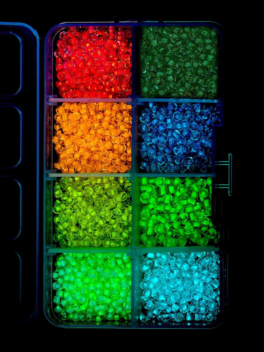 1 hộp 3600 chiếc 8 Màu Dạ Quang Thủy Tinh Trong Suốt Đính Hạt Vòng Phối Màu Phát Sáng Trong Bóng Tối TỰ LÀM Đính Hạt - Nhiều màu - Xem 1