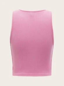 SHEIN ICON Dopamine Dressing Heart Ring Detail Crop Tank Top - Baby Pink - View 2