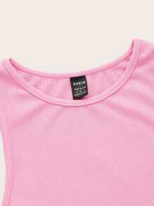 SHEIN ICON Dopamine Dressing Heart Ring Detail Crop Tank Top - Baby Pink - View 3