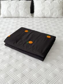 Orange Embroidered Quilted Bedspread - Black - View 2