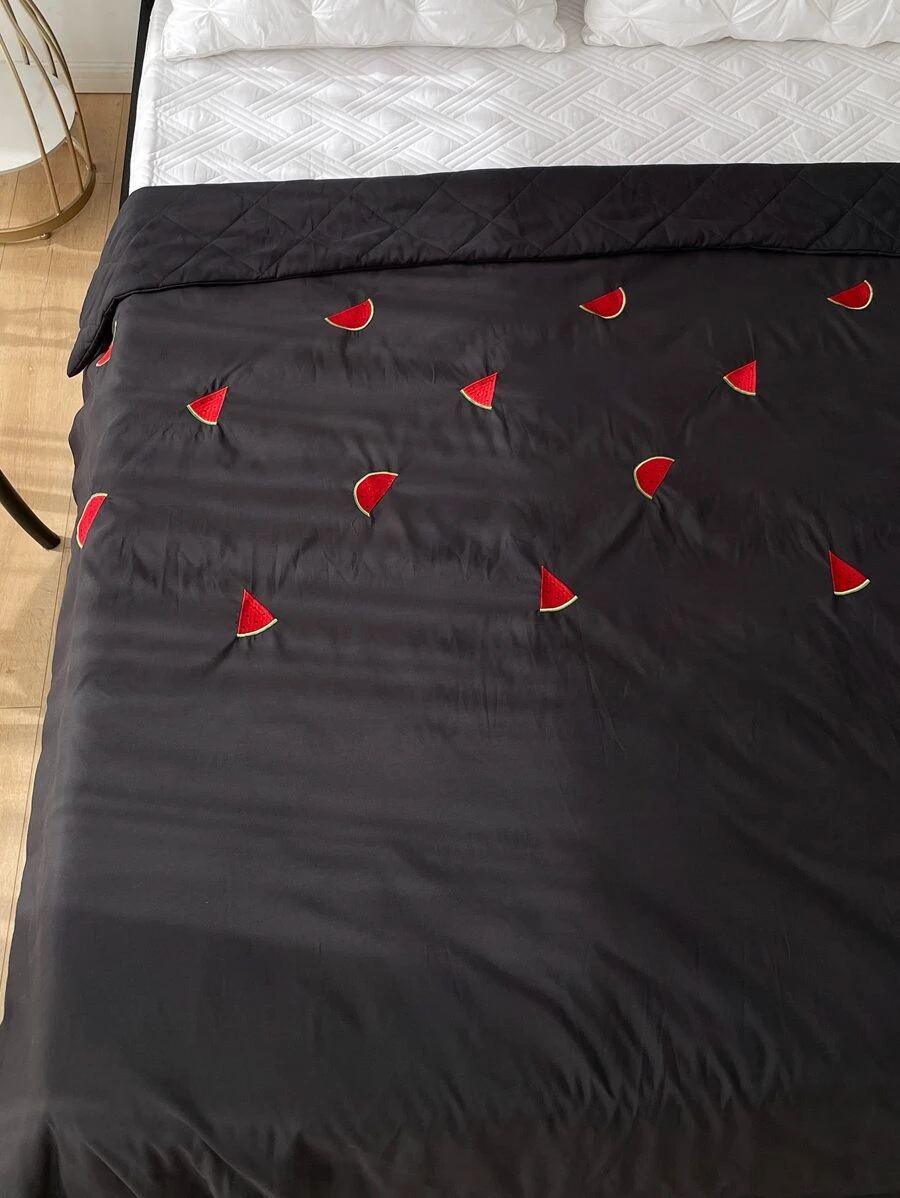 Dưa hấu thêu khăn trải giường chần bông - màu đen - Xem 1
