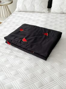 Dưa hấu thêu khăn trải giường chần bông - màu đen - Xem 2