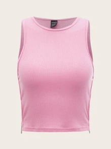 SHEIN ICON Dopamine Dressing Heart Ring Detail Crop Tank Top - Baby Pink - View 5
