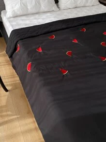 Dưa hấu thêu khăn trải giường chần bông - màu đen - Xem 4