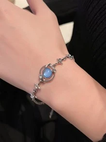 Planet Decor Link Bracelet - Silver - View 1