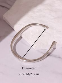 Vòng tay Cuff tối giản - Bạc - Xem 4