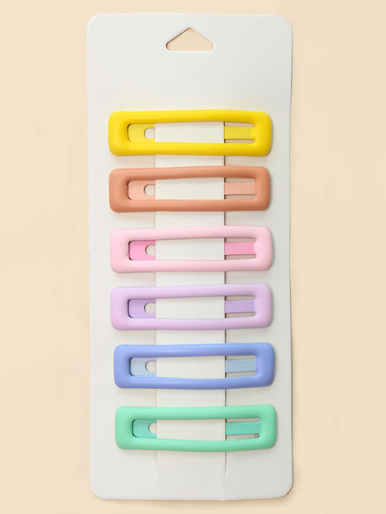 6入組小女童幾何髮夾 - 彩色 - 查看 1