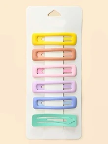 6入組小女童幾何髮夾 - 彩色 - 查看 2