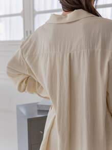 DAZY 四分之一拉鏈落肩袖下擺開叉襯衫 - 黃色 - 查看 5