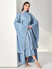 Modelyn Bộ đồ hai mảnh nữ màu trơn Thanh lịch - Màu xanh lam - Xem 3