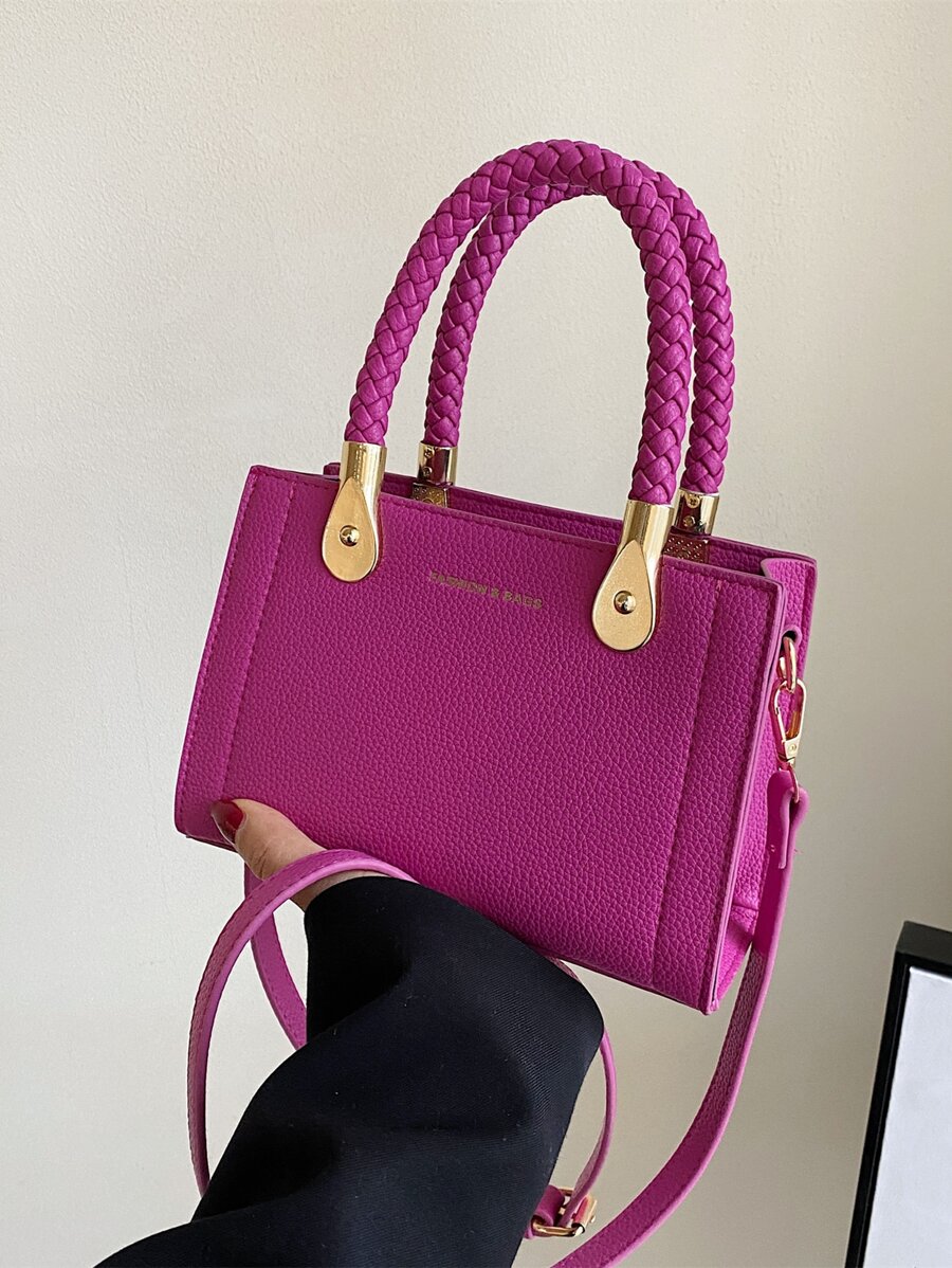 CONTAINEVERY Túi đeo chéo Nữ Lá thư Có thể điều chỉnh được Đôi tay cầm Đúng mốt - Màu Hồng Tươi - Xem 1