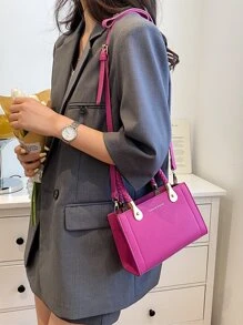 CONTAINEVERY Túi đeo chéo Nữ Lá thư Có thể điều chỉnh được Đôi tay cầm Đúng mốt - Màu Hồng Tươi - Xem 4