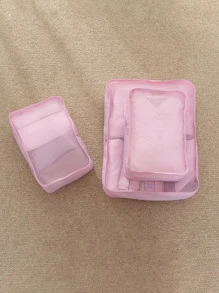 3 cái/bộ Sợi Polyester Hành lý xách tay Gói phân loại quần áo, Túi chia giày & đồ lót & Túi đựng phụ kiện linh tinh để đóng gói khi đi du lịch - Hồng - Xem 2