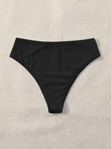 SHEIN Swim Curve Bottom de bikini con textura de talle alto - Negro - Ver 2
