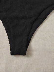 SHEIN Swim Curve Bottom de bikini con textura de talle alto - Negro - Ver 4