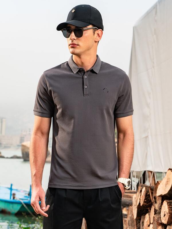Men Button Front Polo Shirt