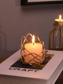 Giá đỡ nến 1 cái bằng hợp kim - Vàng - Xem 4