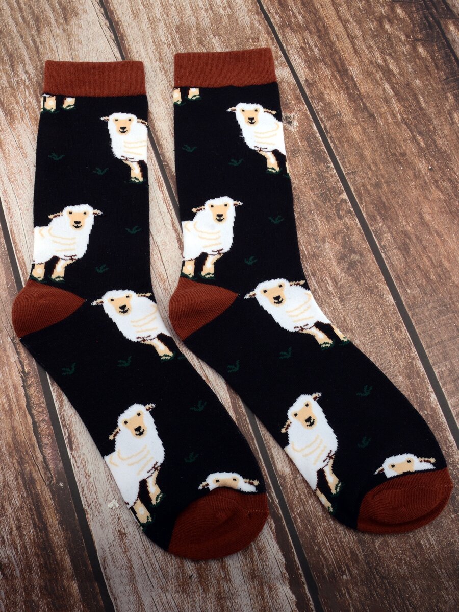 Men Sheep Pattern Crew Socks - Nhiều màu - Xem 1