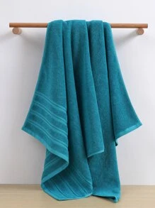 QIBHI 1pc Solid Color Towel - Blue - View 5
