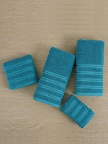 QIBHI 1pc Solid Color Towel - Blue - View 4