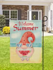Bandera de jardín con dibujos animados verano gnomo con estampado - Multicolor - Ver 3