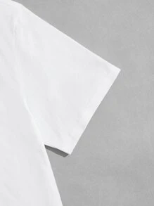 ROMWE MEN Prep Men Letter Graphic Oversized Tee, School - White - View 4