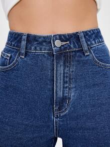 SHEIN Essnce 高腰卷邊牛仔短褲