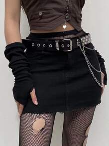 1 pieza Cinturón sexy de mujer con decoración de tachuelas y cadena para Halloween, Día de San Valentín, verano, escuela