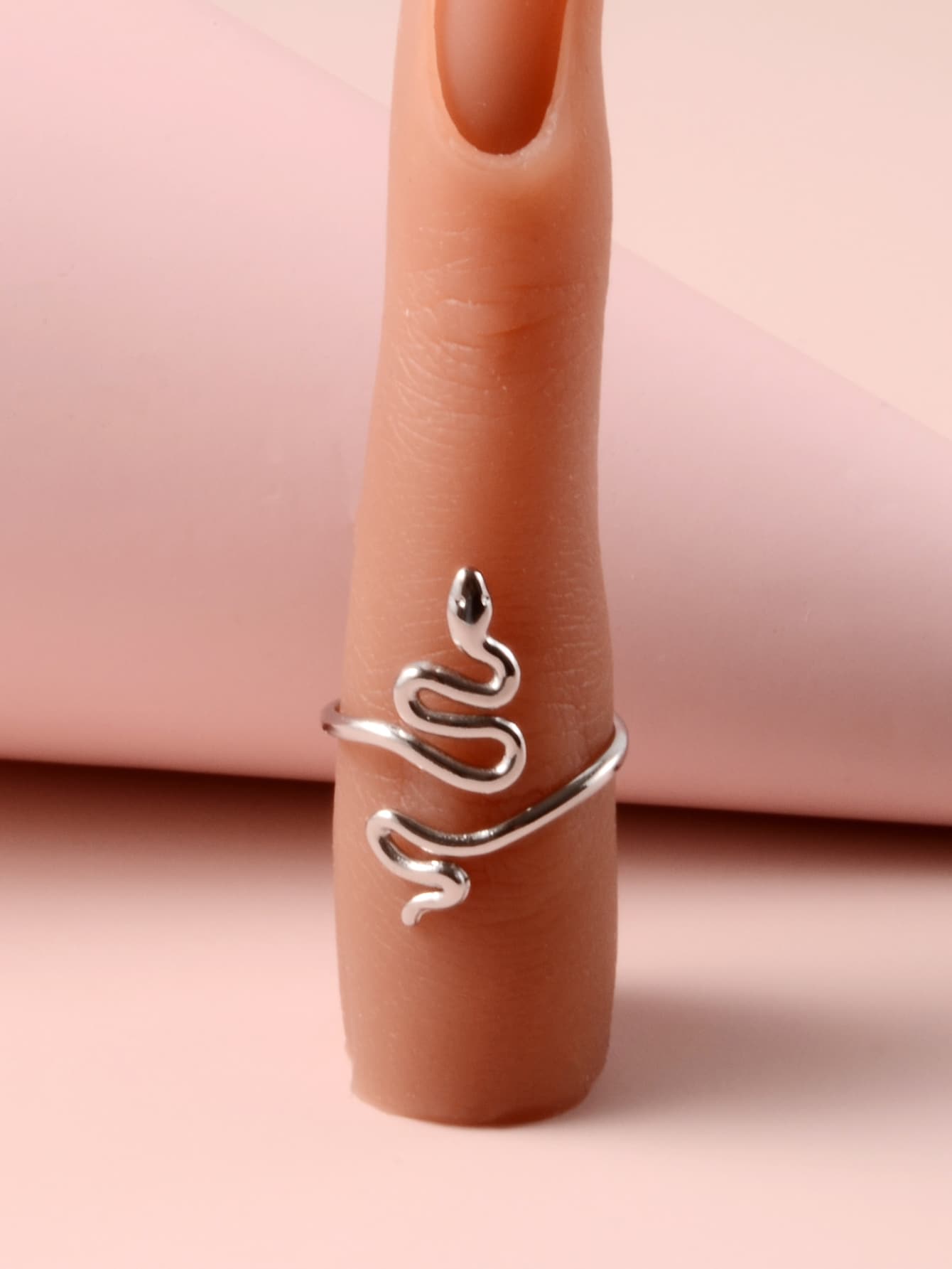 Snake Design Cuff Ring - Silver - View 1