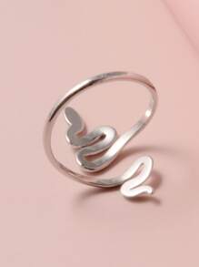 Snake Design Cuff Ring - Silver - View 3