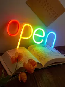 1pc Open Sign Led Light Neon Lamp, Ideal For Decorating Bedroom, Bar, Birthday, Indoor Environment, Weddings, Parties, Festivals And Gifting - Multicolor - View 1