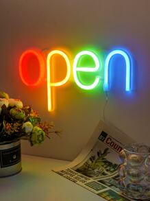 1pc Open Sign Led Light Neon Lamp, Ideal For Decorating Bedroom, Bar, Birthday, Indoor Environment, Weddings, Parties, Festivals And Gifting - Multicolor - View 2