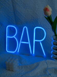 1入組霓虹吧燈- 電池盒和USB兩用，可用於房間裝飾、派對裝飾、室外非防水裝飾、牆面裝飾、家居裝飾、房間LED霓虹燈、仙女燈夜燈 - 藍色 - 查看 3